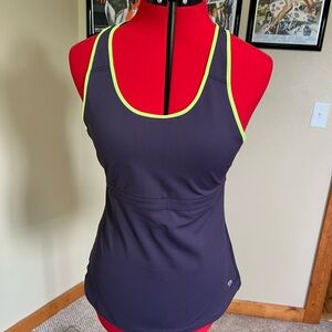 Mountain Hardware Purple Athletic Tank Top with Neon Trim built in bra